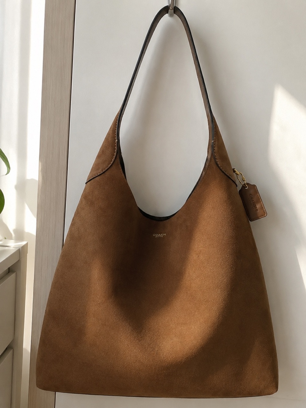 Coach Brown Suede Shoulder Tote - Picture 2 of 4